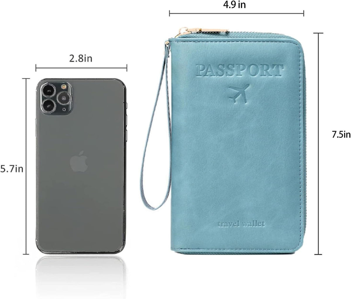 Family Passport Holder for Travel Women and Men RFID Blocking Passport Holder with Zipper Multi-functional Passport Wallet Passport Case Passport cover Travel Essentials
