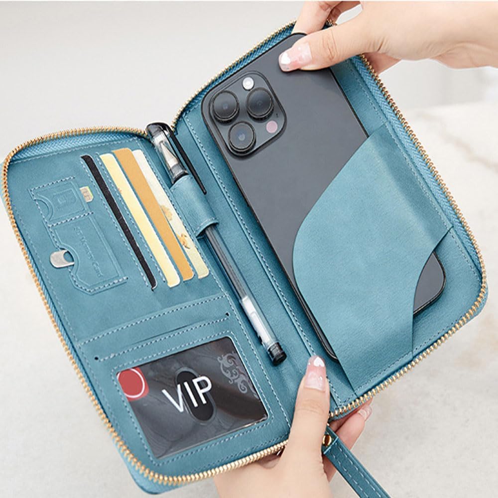 Family Passport Holder for Travel Women and Men RFID Blocking Passport Holder with Zipper Multi-functional Passport Wallet Passport Case Passport cover Travel Essentials