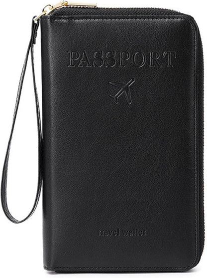 Family Passport Holder for Travel Women and Men RFID Blocking Passport Holder with Zipper Multi-functional Passport Wallet Passport Case Passport cover Travel Essentials