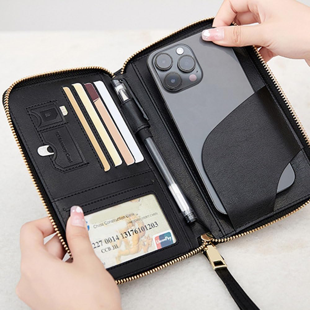 Family Passport Holder for Travel Women and Men RFID Blocking Passport Holder with Zipper Multi-functional Passport Wallet Passport Case Passport cover Travel Essentials