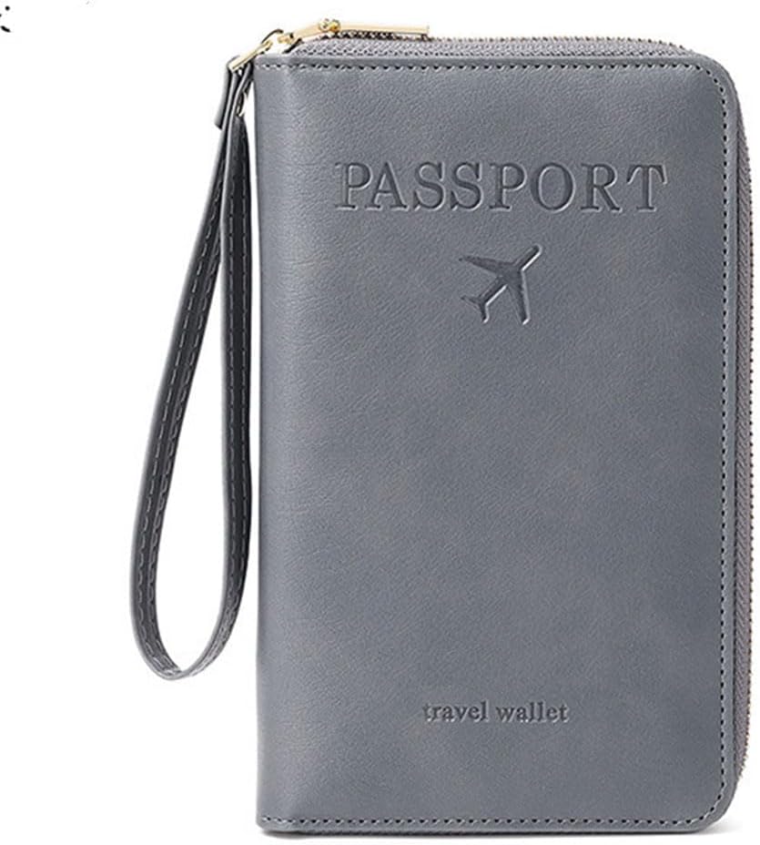 Family Passport Holder for Travel Women and Men RFID Blocking Passport Holder with Zipper Multi-functional Passport Wallet Passport Case Passport cover Travel Essentials