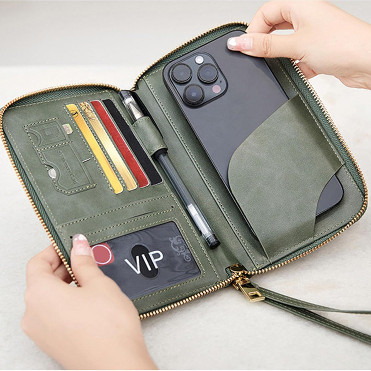 Family Passport Holder for Travel Women and Men RFID Blocking Passport Holder with Zipper Multi-functional Passport Wallet Passport Case Passport cover Travel Essentials