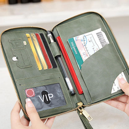 Family Passport Holder for Travel Women and Men RFID Blocking Passport Holder with Zipper Multi-functional Passport Wallet Passport Case Passport cover Travel Essentials