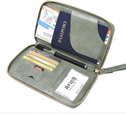 Family Passport Holder for Travel Women and Men RFID Blocking Passport Holder with Zipper Multi-functional Passport Wallet Passport Case Passport cover Travel Essentials