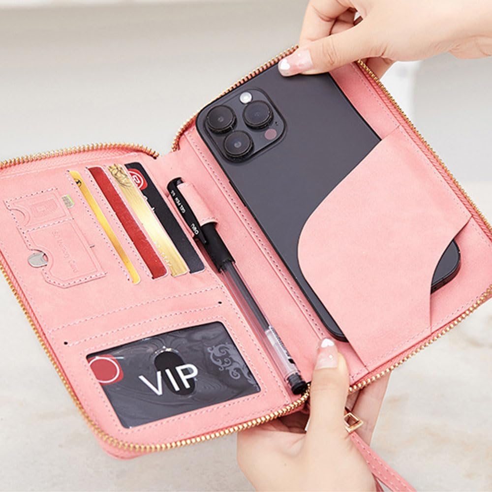 Family Passport Holder for Travel Women and Men RFID Blocking Passport Holder with Zipper Multi-functional Passport Wallet Passport Case Passport cover Travel Essentials