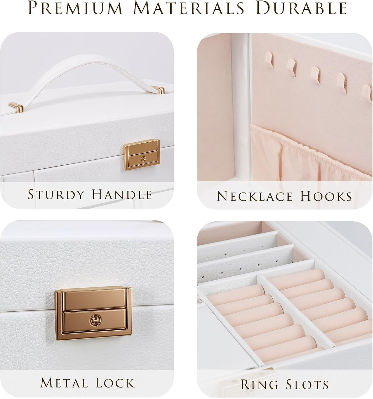 Jewelry Box with Travel Case, PU Leather 5-Layer Jewelry Organizer with Mirror & Lock, Velvet Lining Jewelry Storage for Women, Dresser Top Portable Jewelry Case, Gift for Women (Black)