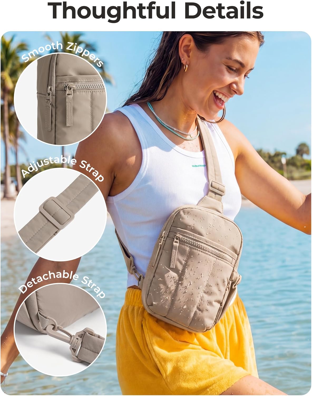 Small Crossbody Bags for Women, Puffer Sling Bag Fanny Packs, Purses Hobo Handbag for Daily Travel Hiking