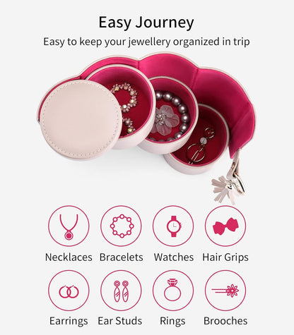 Travel Jewelry Case for Women, Travel Essential, Travel Must Haves Jewelry Travel Organizer for Girls, Christmas Gift for Travelers Couples Mom Friends - Light Pink