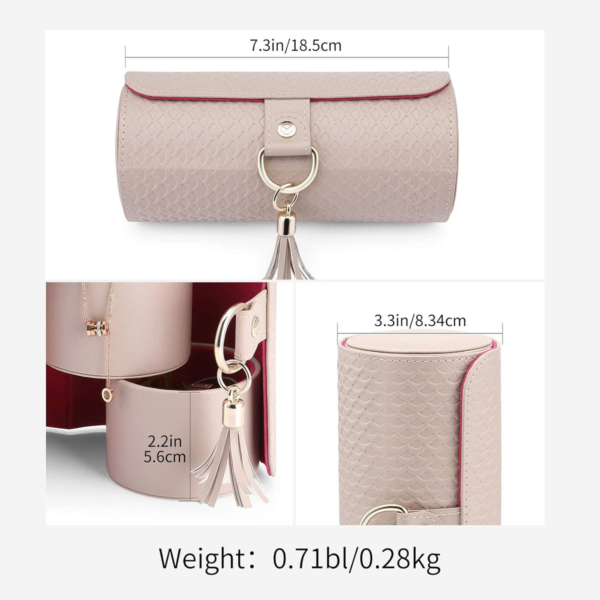 Travel Jewelry Case for Women, Travel Essential, Travel Must Haves Jewelry Travel Organizer for Girls, Christmas Gift for Travelers Couples Mom Friends - Light Pink