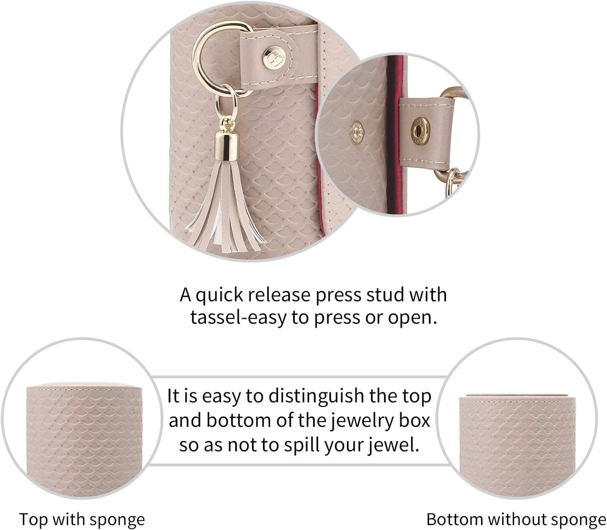Travel Jewelry Case for Women, Travel Essential, Travel Must Haves Jewelry Travel Organizer for Girls, Christmas Gift for Travelers Couples Mom Friends - Light Pink