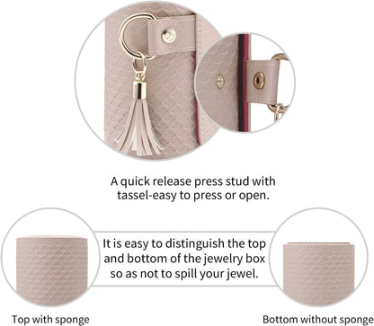 Travel Jewelry Case for Women, Travel Essential, Travel Must Haves Jewelry Travel Organizer for Girls, Christmas Gift for Travelers Couples Mom Friends - Light Pink