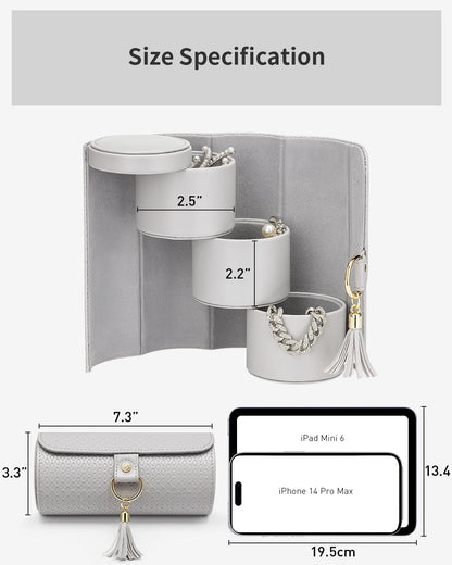 Travel Jewelry Case for Women, Travel Essential, Travel Must Haves Jewelry Travel Organizer for Girls, Christmas Gift for Travelers Couples Mom Friends - Light Pink