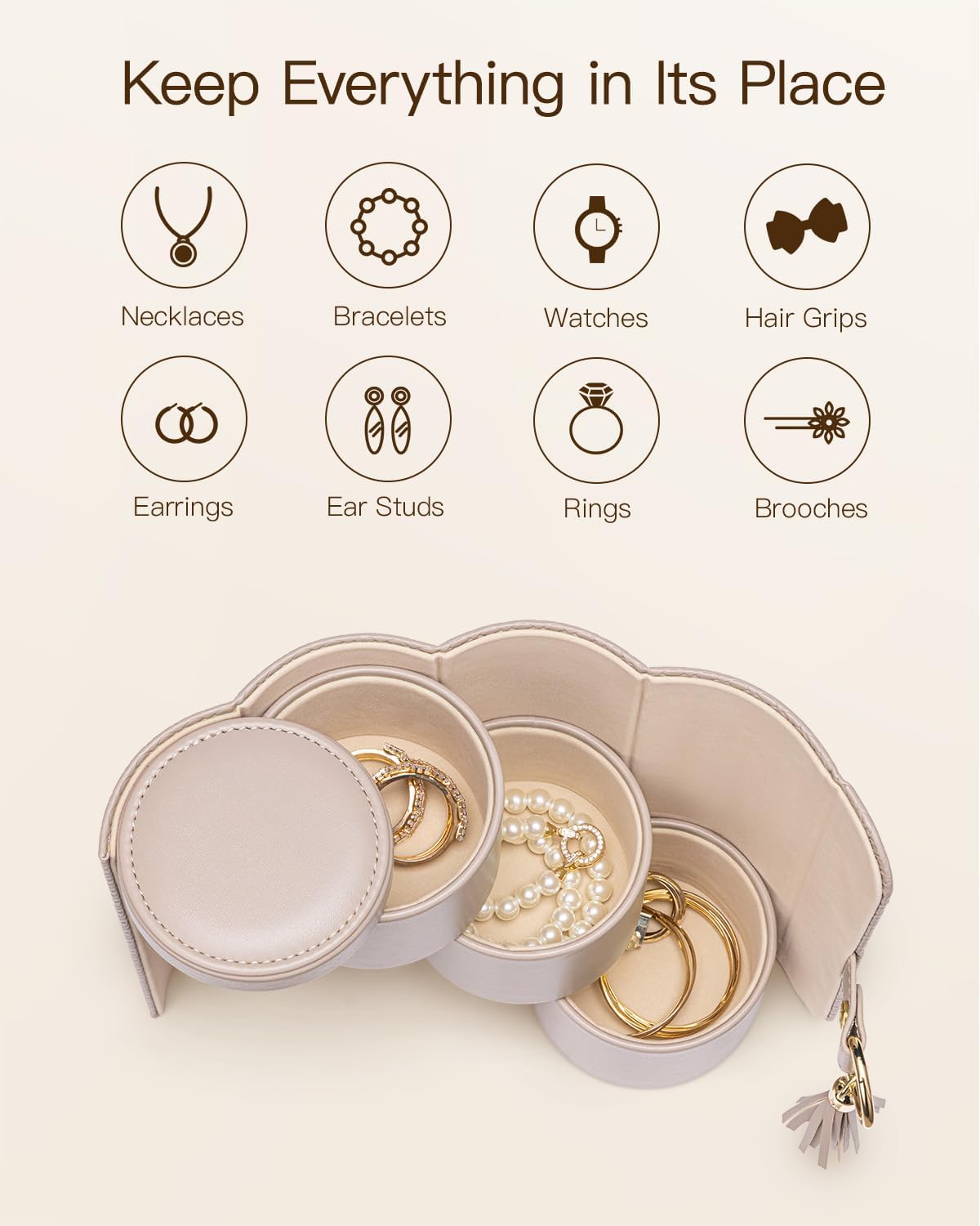 Travel Jewelry Case for Women, Travel Essential, Travel Must Haves Jewelry Travel Organizer for Girls, Christmas Gift for Travelers Couples Mom Friends - Light Pink