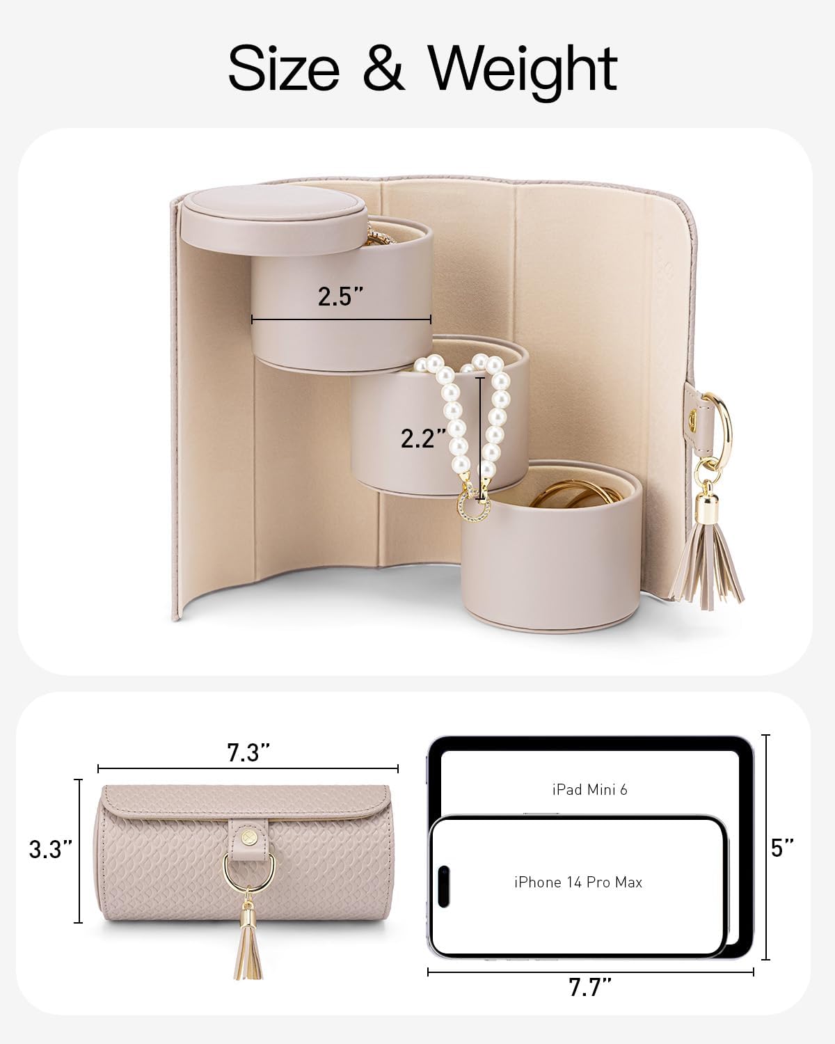 Travel Jewelry Case for Women, Travel Essential, Travel Must Haves Jewelry Travel Organizer for Girls, Christmas Gift for Travelers Couples Mom Friends - Light Pink