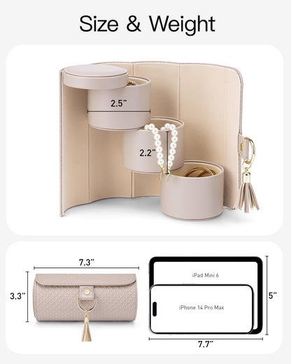 Travel Jewelry Case for Women, Travel Essential, Travel Must Haves Jewelry Travel Organizer for Girls, Christmas Gift for Travelers Couples Mom Friends - Light Pink