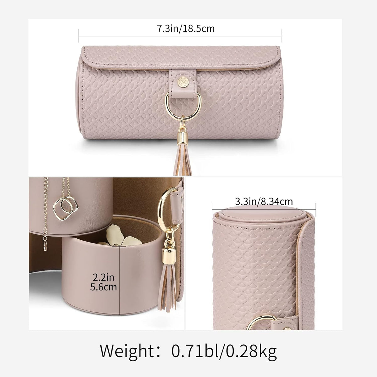 Travel Jewelry Case for Women, Travel Essential, Travel Must Haves Jewelry Travel Organizer for Girls, Christmas Gift for Travelers Couples Mom Friends - Light Pink