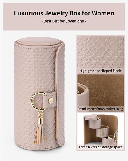 Travel Jewelry Case for Women, Travel Essential, Travel Must Haves Jewelry Travel Organizer for Girls, Christmas Gift for Travelers Couples Mom Friends - Light Pink