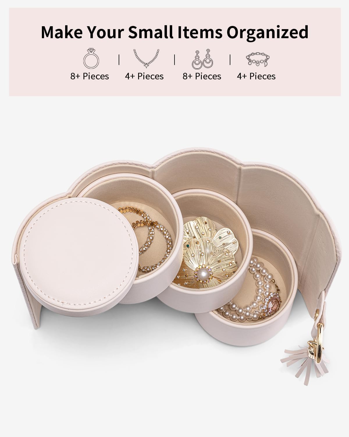 Travel Jewelry Case for Women, Travel Essential, Travel Must Haves Jewelry Travel Organizer for Girls, Christmas Gift for Travelers Couples Mom Friends - Light Pink