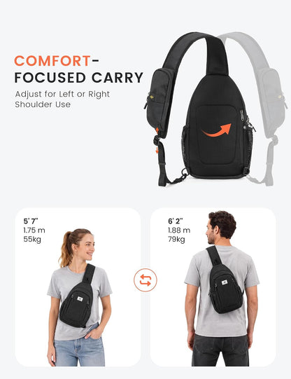 Sling Bag RFID Cross Body Bag Anti Theft Crossbody Backpack Travel Shoulder Daypack(Black)
