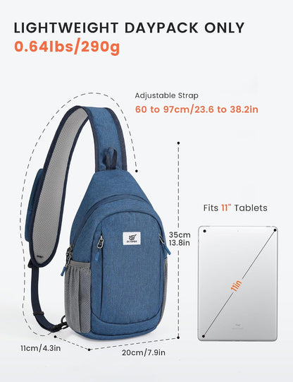 Sling Bag RFID Cross Body Bag Anti Theft Crossbody Backpack Travel Shoulder Daypack(Black)