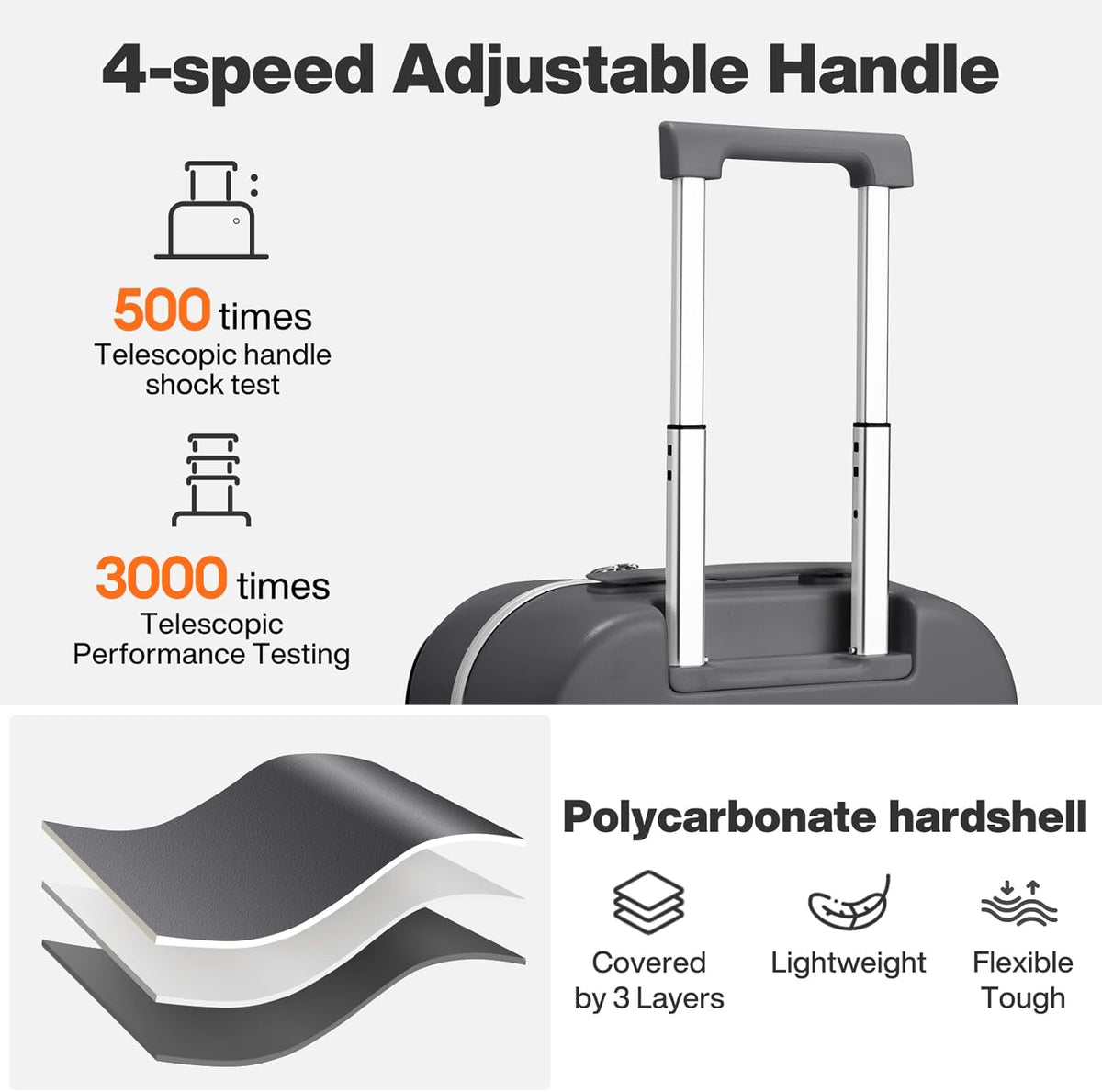 Carry On Luggage, 20'' Suitcase with Front Pocket, Travel Rolling Luggage Aluminum Frame PC Hardside with Spinner Wheels & TSA Lock and Cover - Blackish Green