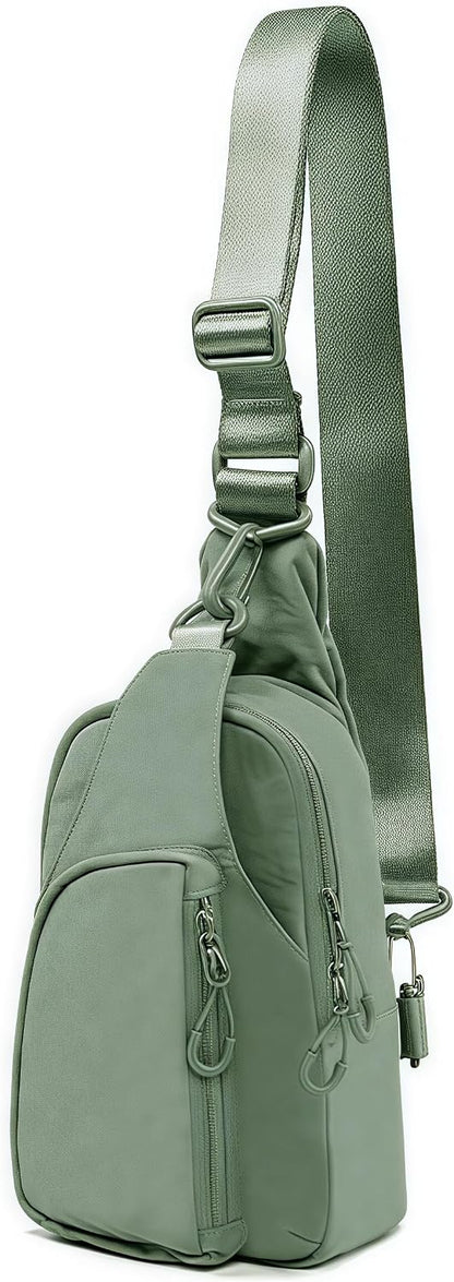 Versatile Daily Sling Bag - Adjustable Straps Crossbody Chest Bag, Lightweight Compact Small Backpack for Casual Use, Traveling, Hiking & Outdoor Adventures (Beige)