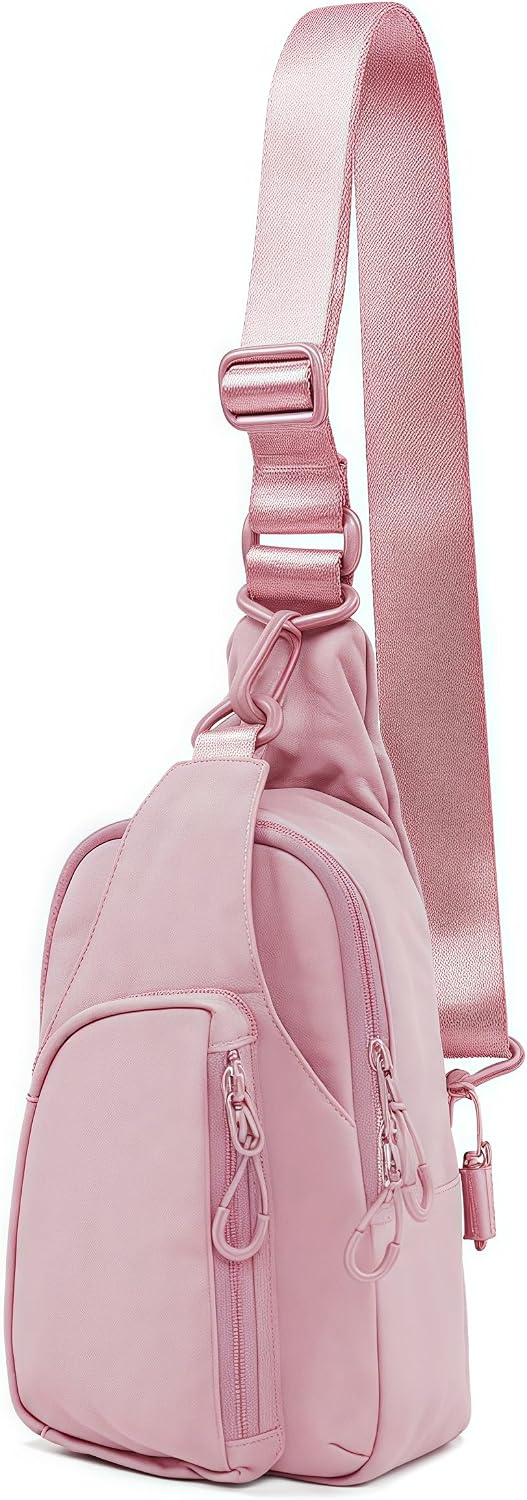 Versatile Daily Sling Bag - Adjustable Straps Crossbody Chest Bag, Lightweight Compact Small Backpack for Casual Use, Traveling, Hiking & Outdoor Adventures (Beige)