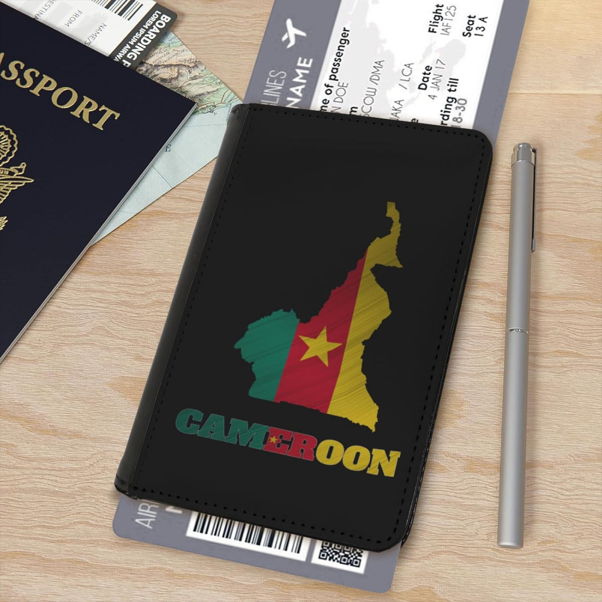 Passport Holder Cover South Korea South Korean Flag Map PU Leather Case Wallet Passport Book Protector for Women Men Flying Travel Fashion Gift