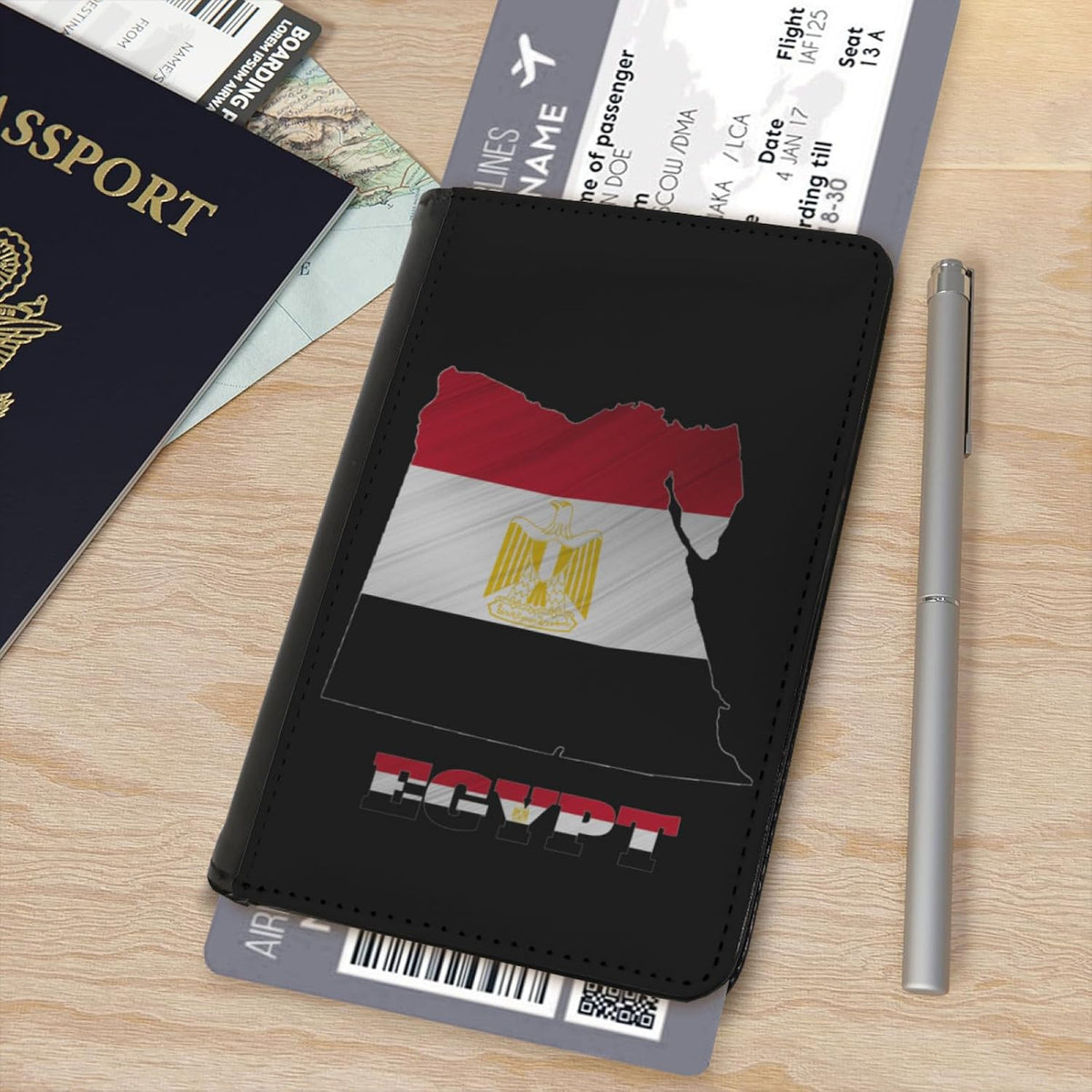 Passport Holder Cover South Korea South Korean Flag Map PU Leather Case Wallet Passport Book Protector for Women Men Flying Travel Fashion Gift