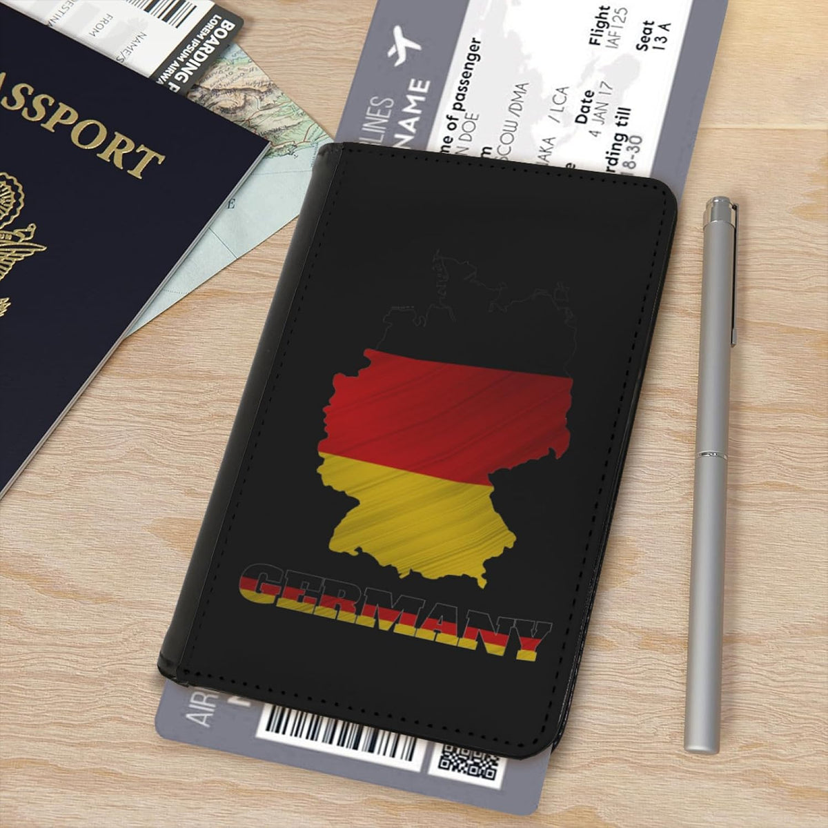 Passport Holder Cover South Korea South Korean Flag Map PU Leather Case Wallet Passport Book Protector for Women Men Flying Travel Fashion Gift