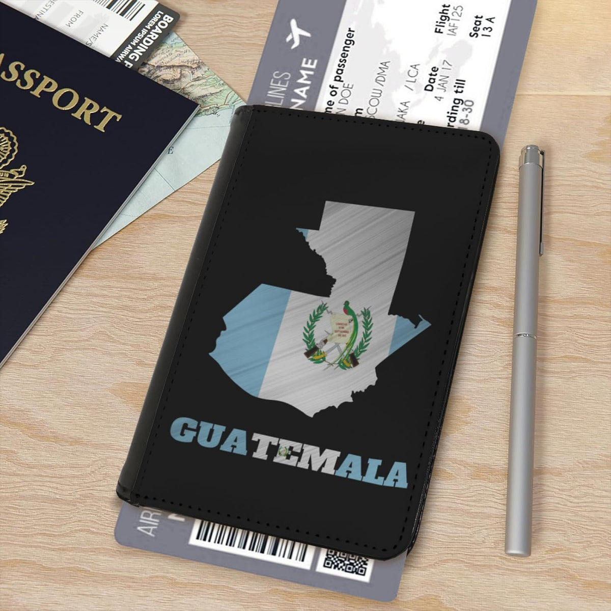 Passport Holder Cover South Korea South Korean Flag Map PU Leather Case Wallet Passport Book Protector for Women Men Flying Travel Fashion Gift