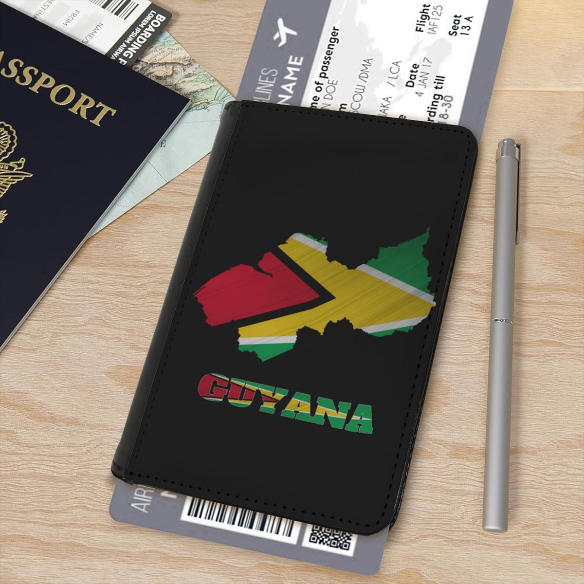 Passport Holder Cover South Korea South Korean Flag Map PU Leather Case Wallet Passport Book Protector for Women Men Flying Travel Fashion Gift