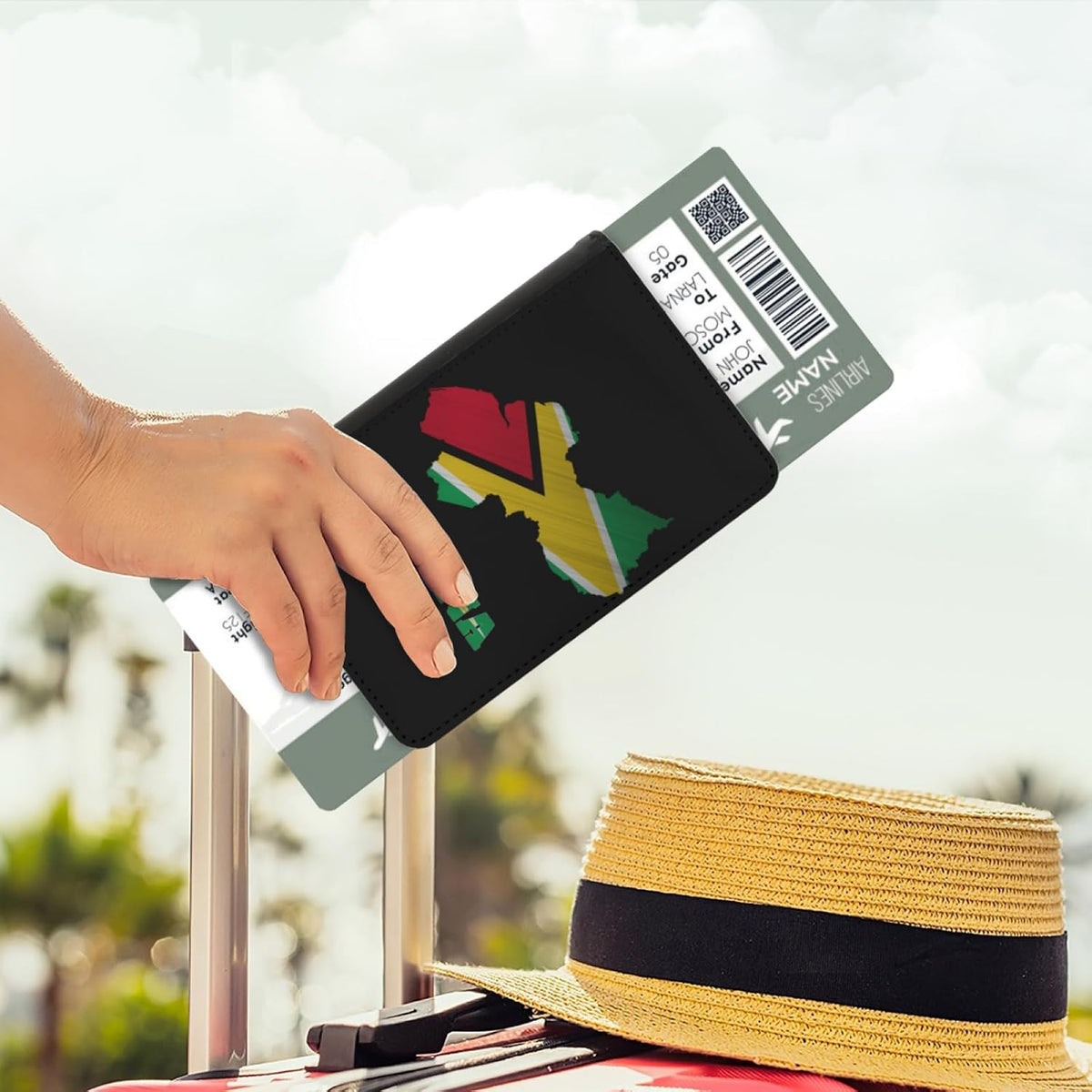 Passport Holder Cover South Korea South Korean Flag Map PU Leather Case Wallet Passport Book Protector for Women Men Flying Travel Fashion Gift