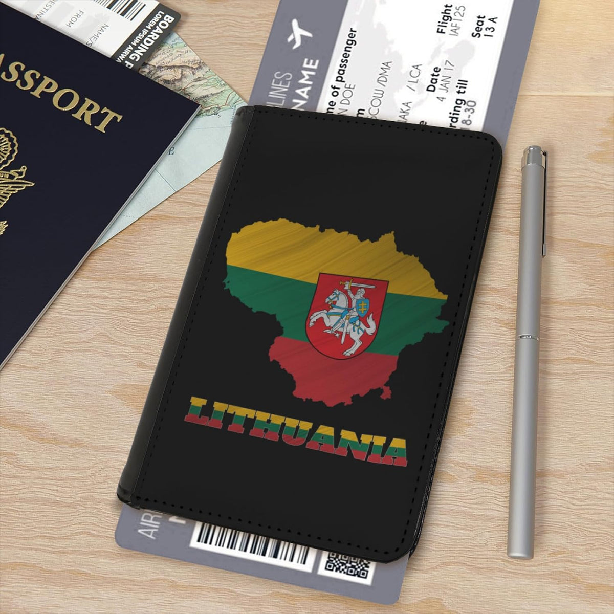 Passport Holder Cover South Korea South Korean Flag Map PU Leather Case Wallet Passport Book Protector for Women Men Flying Travel Fashion Gift