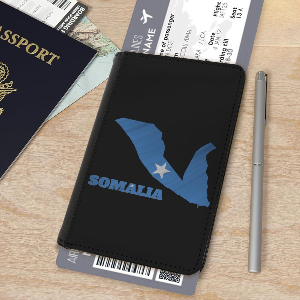 Passport Holder Cover South Korea South Korean Flag Map PU Leather Case Wallet Passport Book Protector for Women Men Flying Travel Fashion Gift