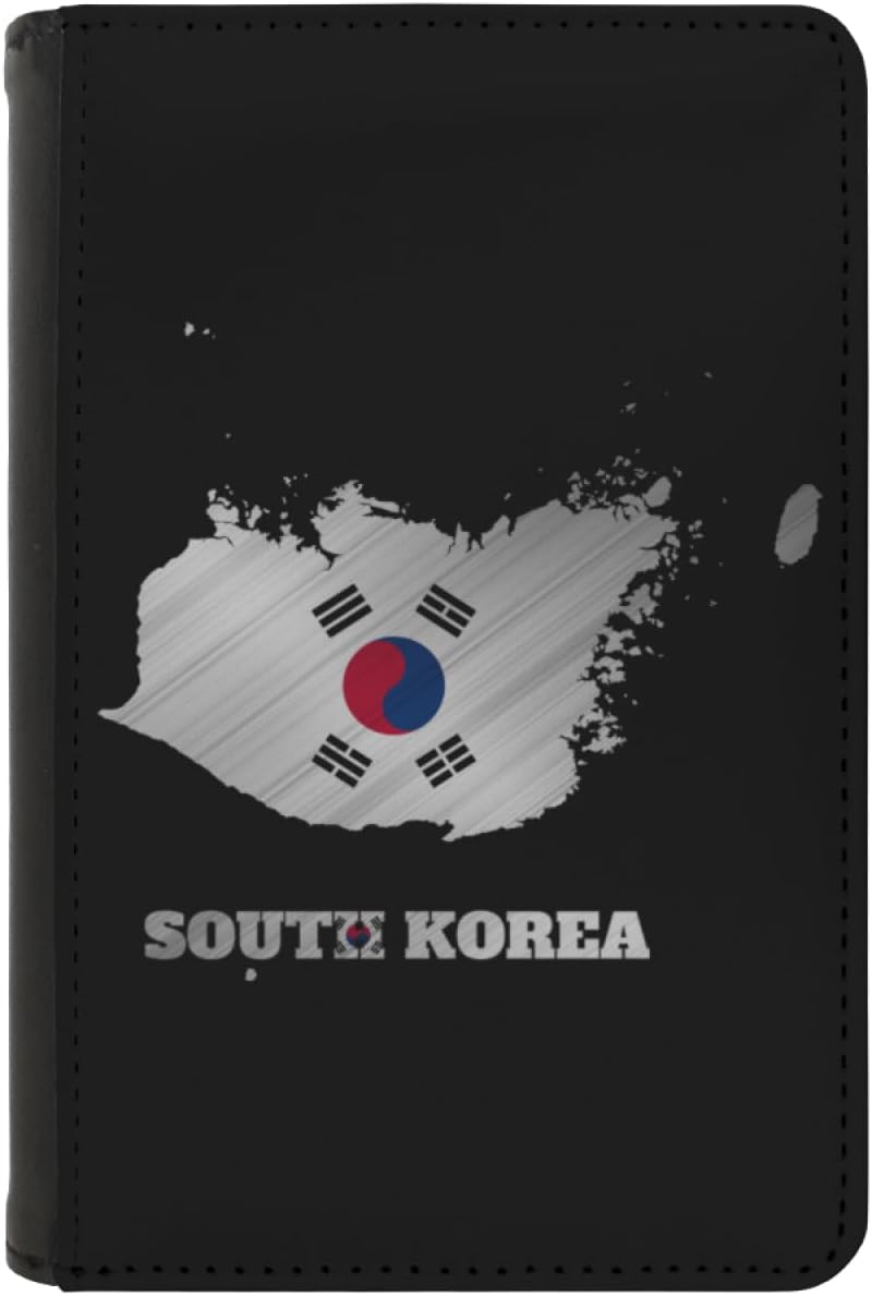 Passport Holder Cover South Korea South Korean Flag Map PU Leather Case Wallet Passport Book Protector for Women Men Flying Travel Fashion Gift