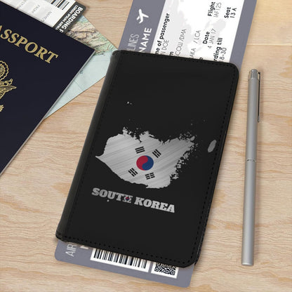 Passport Holder Cover South Korea South Korean Flag Map PU Leather Case Wallet Passport Book Protector for Women Men Flying Travel Fashion Gift