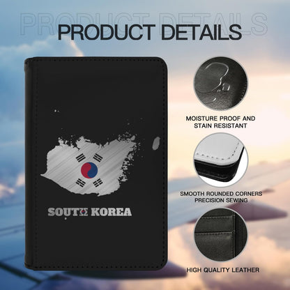 Passport Holder Cover South Korea South Korean Flag Map PU Leather Case Wallet Passport Book Protector for Women Men Flying Travel Fashion Gift