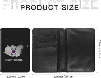 Passport Holder Cover South Korea South Korean Flag Map PU Leather Case Wallet Passport Book Protector for Women Men Flying Travel Fashion Gift
