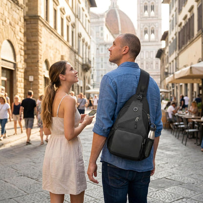 Sling Bag for Men Crossbody Backpack, Small Sling Backpack Mens Shoulder Bag, Casual Daypack Hiking Bag for Travel
