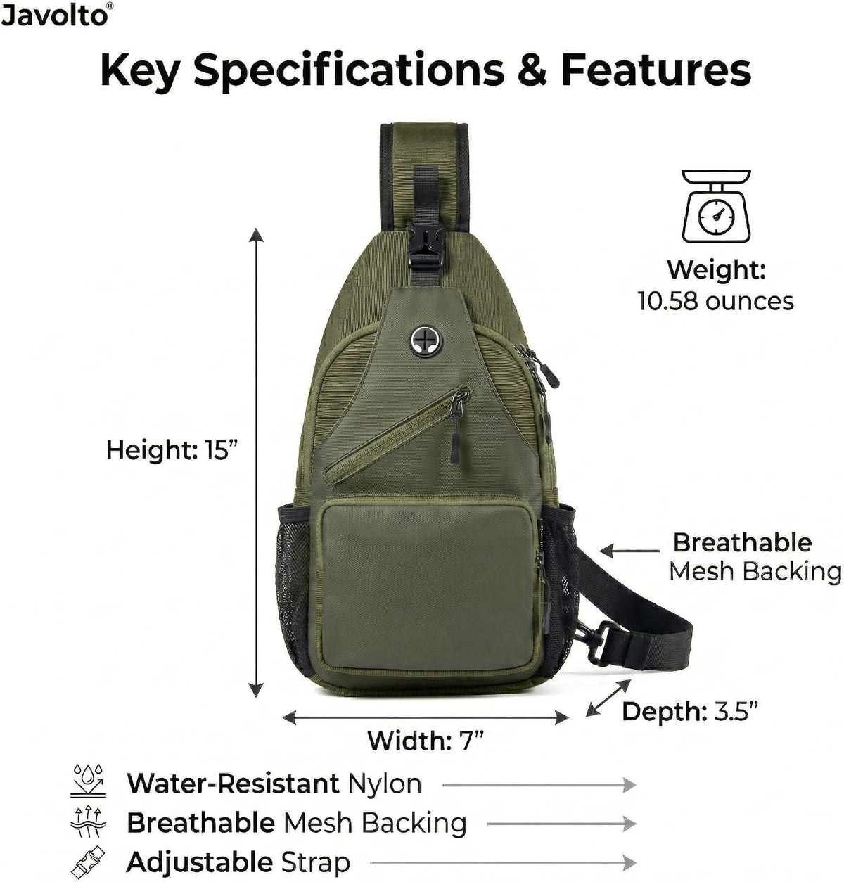 Sling Bag for Men Crossbody Backpack, Small Sling Backpack Mens Shoulder Bag, Casual Daypack Hiking Bag for Travel