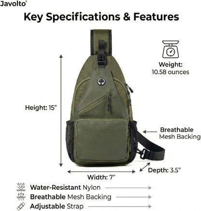 Sling Bag for Men Crossbody Backpack, Small Sling Backpack Mens Shoulder Bag, Casual Daypack Hiking Bag for Travel