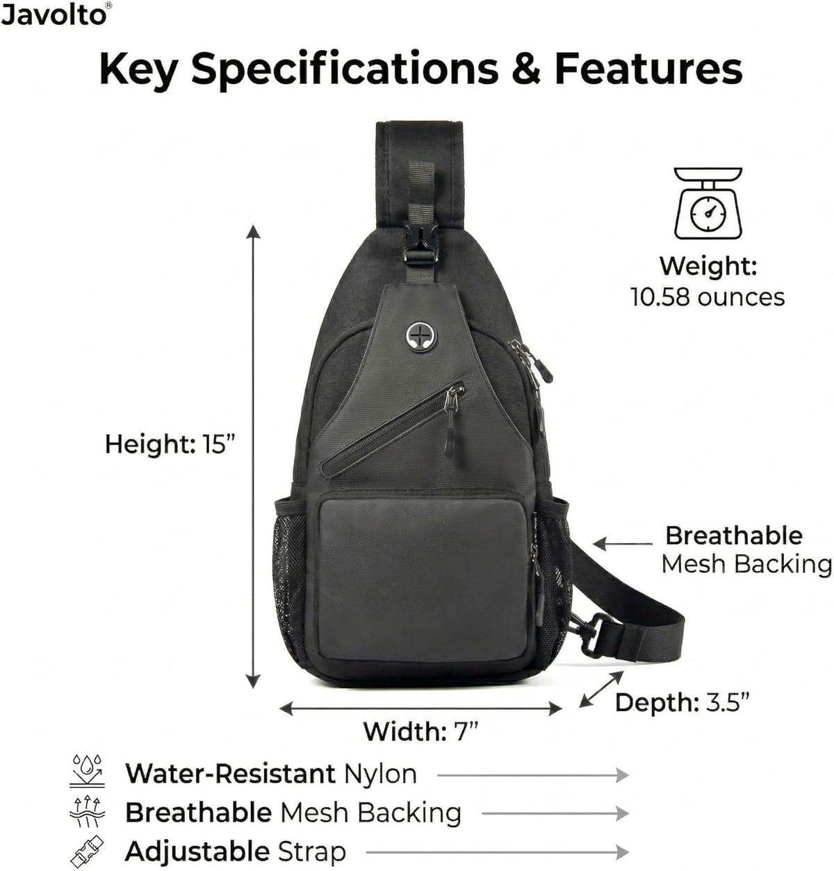 Sling Bag for Men Crossbody Backpack, Small Sling Backpack Mens Shoulder Bag, Casual Daypack Hiking Bag for Travel
