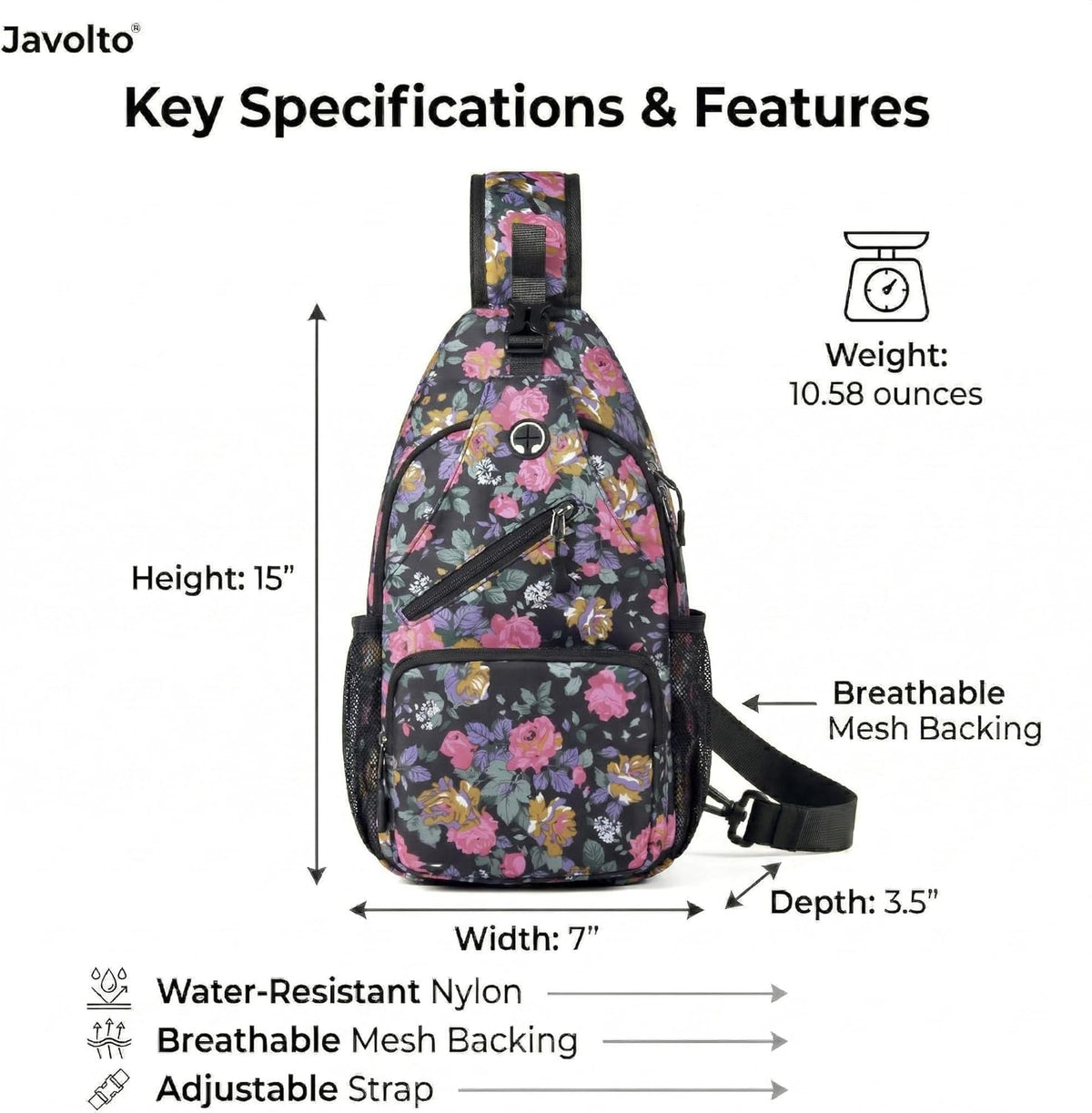 Sling Bag for Men Crossbody Backpack, Small Sling Backpack Mens Shoulder Bag, Casual Daypack Hiking Bag for Travel