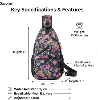 Sling Bag for Men Crossbody Backpack, Small Sling Backpack Mens Shoulder Bag, Casual Daypack Hiking Bag for Travel