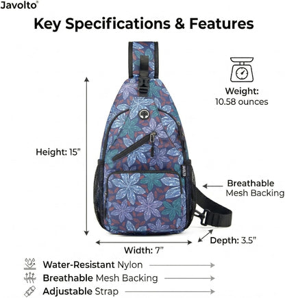 Sling Bag for Men Crossbody Backpack, Small Sling Backpack Mens Shoulder Bag, Casual Daypack Hiking Bag for Travel