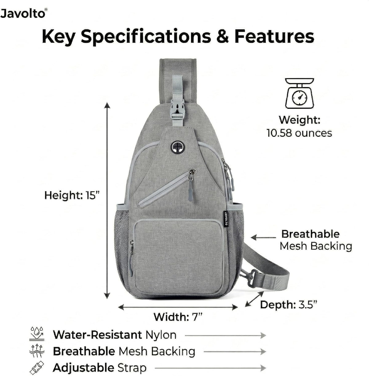 Sling Bag for Men Crossbody Backpack, Small Sling Backpack Mens Shoulder Bag, Casual Daypack Hiking Bag for Travel