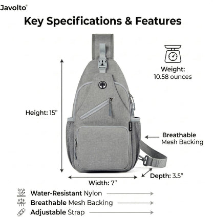 Sling Bag for Men Crossbody Backpack, Small Sling Backpack Mens Shoulder Bag, Casual Daypack Hiking Bag for Travel