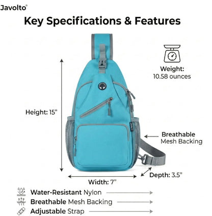 Sling Bag for Men Crossbody Backpack, Small Sling Backpack Mens Shoulder Bag, Casual Daypack Hiking Bag for Travel