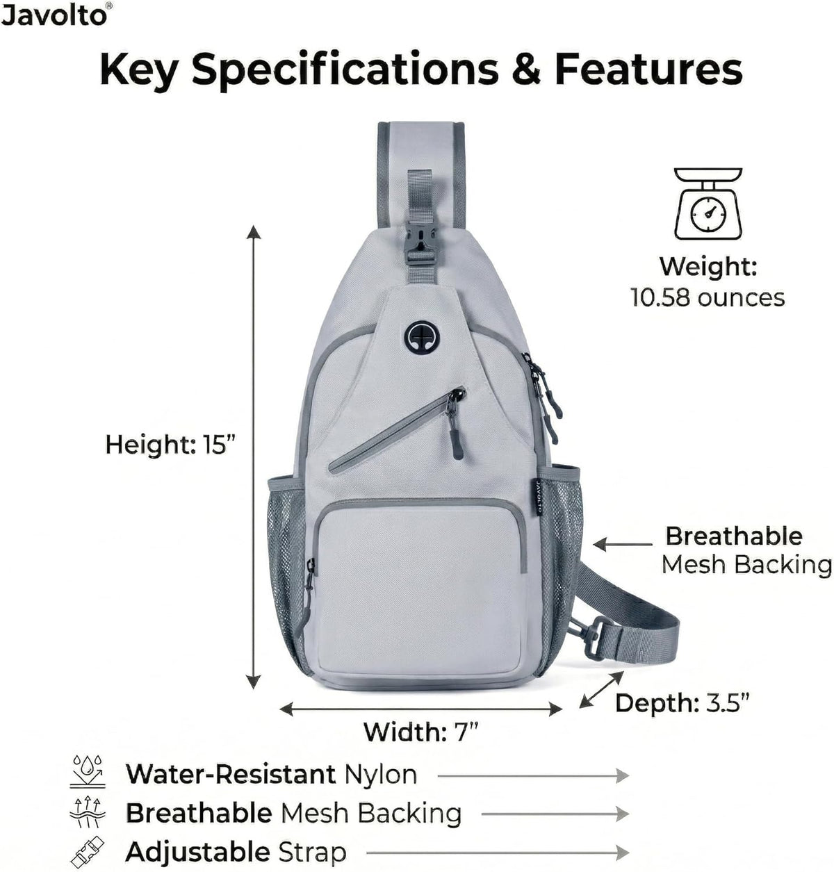 Sling Bag for Men Crossbody Backpack, Small Sling Backpack Mens Shoulder Bag, Casual Daypack Hiking Bag for Travel